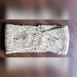 Handmade Cream and Tan One-Piece Knit Ear Warmer/Headband